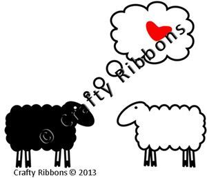 I love Ewe Ribbon - Couple Digi Stamp